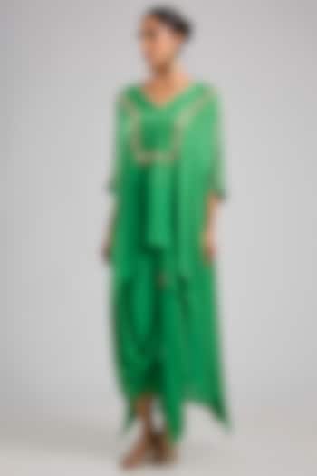 Green Crepe Silk Tunic Set by Prahnaaya at Pernia's Pop Up Shop