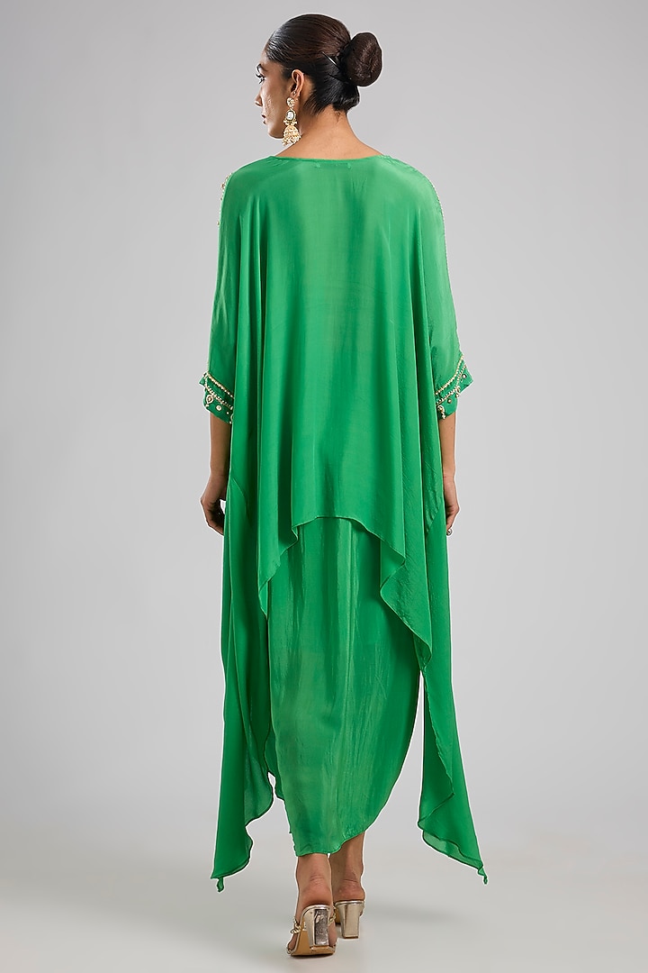 Green Crepe Silk Tunic Set by Prahnaaya at Pernia's Pop Up Shop