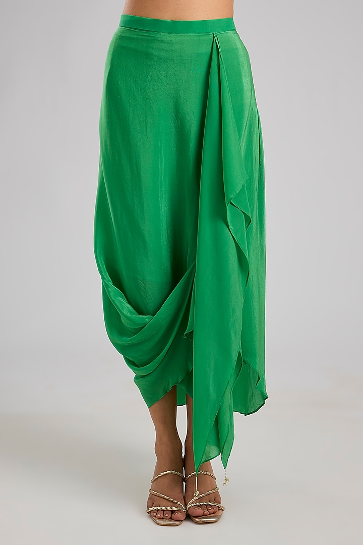 Green Crepe Silk Tunic Set by Prahnaaya at Pernia's Pop Up Shop