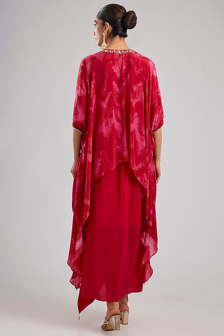 Red Crepe Silk Skirt Set by Prahnaaya at Pernia's Pop Up Shop