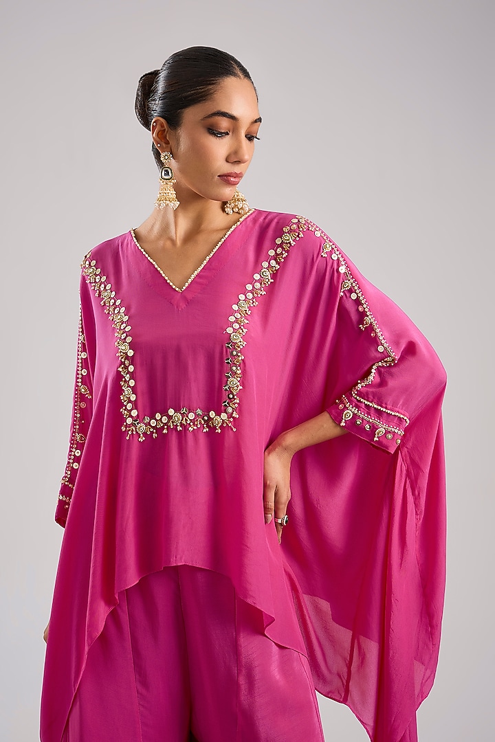 Pink Crepe Silk Tunic Set by Prahnaaya at Pernia's Pop Up Shop
