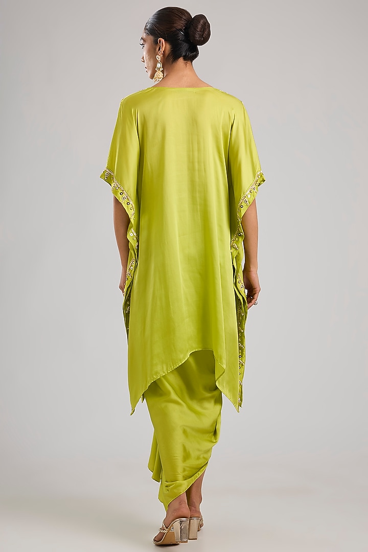 Neon Yellow Satin Silk Kaftan Set by Prahnaaya at Pernia's Pop Up Shop