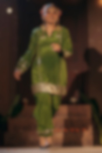 Mehendi Vegan Crepe Silk Skirt Set by Prahnaaya at Pernia's Pop Up Shop