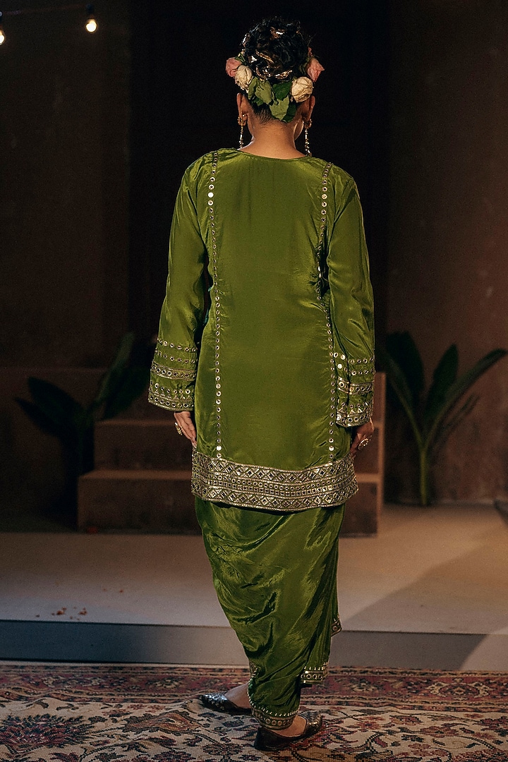 Mehendi Vegan Crepe Silk Skirt Set by Prahnaaya at Pernia's Pop Up Shop