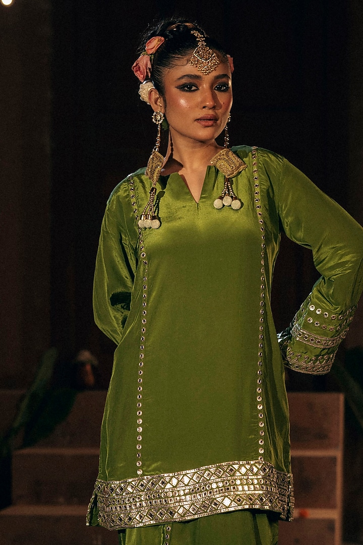 Mehendi Vegan Crepe Silk Skirt Set by Prahnaaya at Pernia's Pop Up Shop