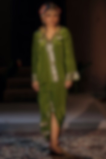 Mehendi Vegan Crepe Silk Skirt Set by Prahnaaya at Pernia's Pop Up Shop