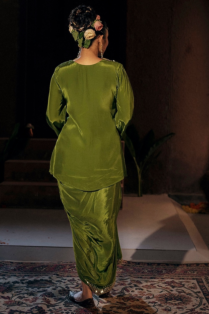 Mehendi Vegan Crepe Silk Skirt Set by Prahnaaya at Pernia's Pop Up Shop