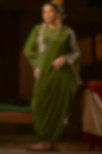 Mehendi Vegan Crepe Silk Dhoti Skirt Set by Prahnaaya at Pernia's Pop Up Shop