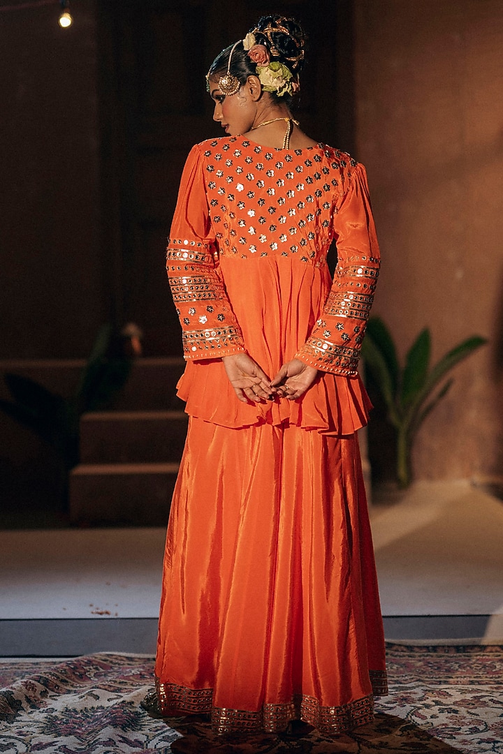 Orange Vegan Crepe Silk Co-Ord Set by Prahnaaya at Pernia's Pop Up Shop