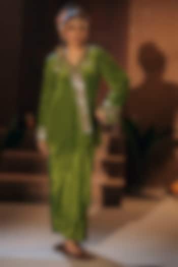 Mehendi Vegan Crepe Silk Skirt Set by Prahnaaya at Pernia's Pop Up Shop