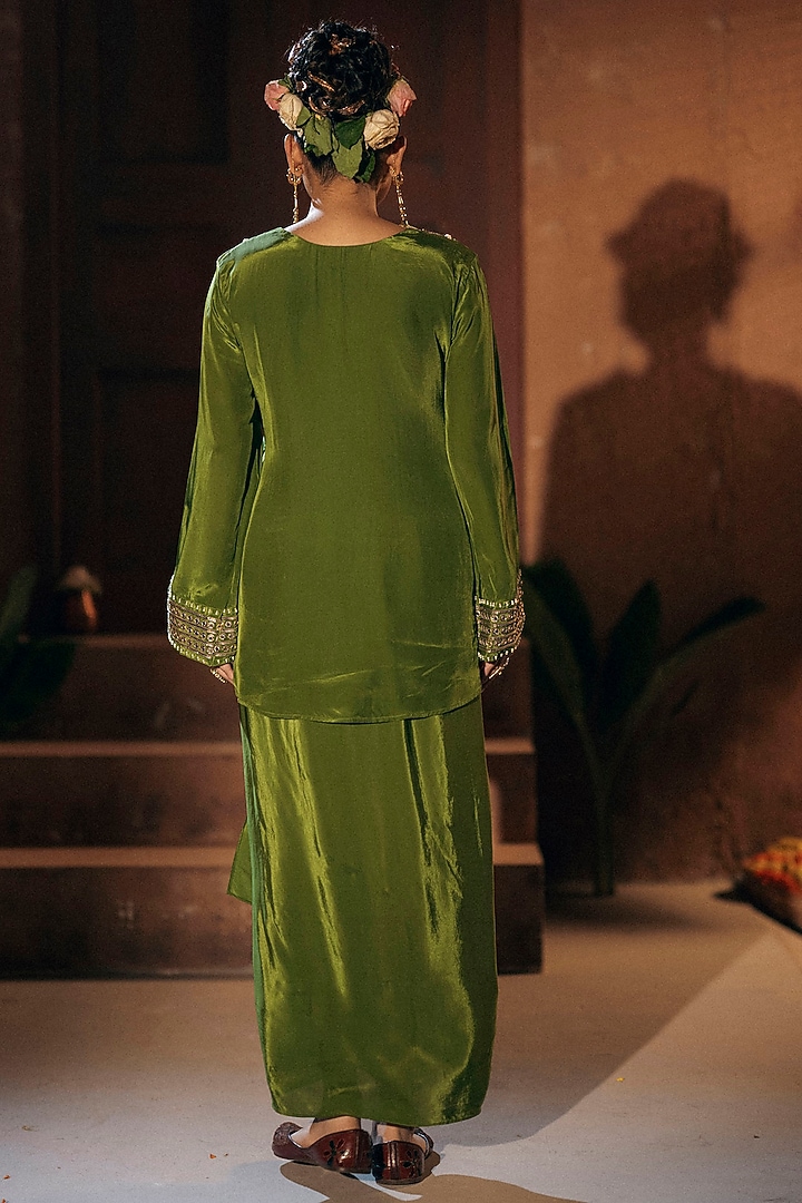 Mehendi Vegan Crepe Silk Skirt Set by Prahnaaya at Pernia's Pop Up Shop