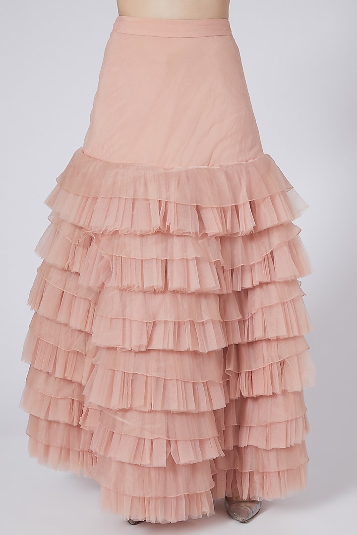 Nude Pink Ruffled Skirt Set by Prakriti Chawla at Pernia's Pop Up Shop