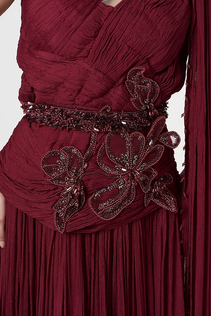 sachin and babi light blue dress Elegant Wine Red Chiffon Long Prom Dress Burgundy Ball Gown