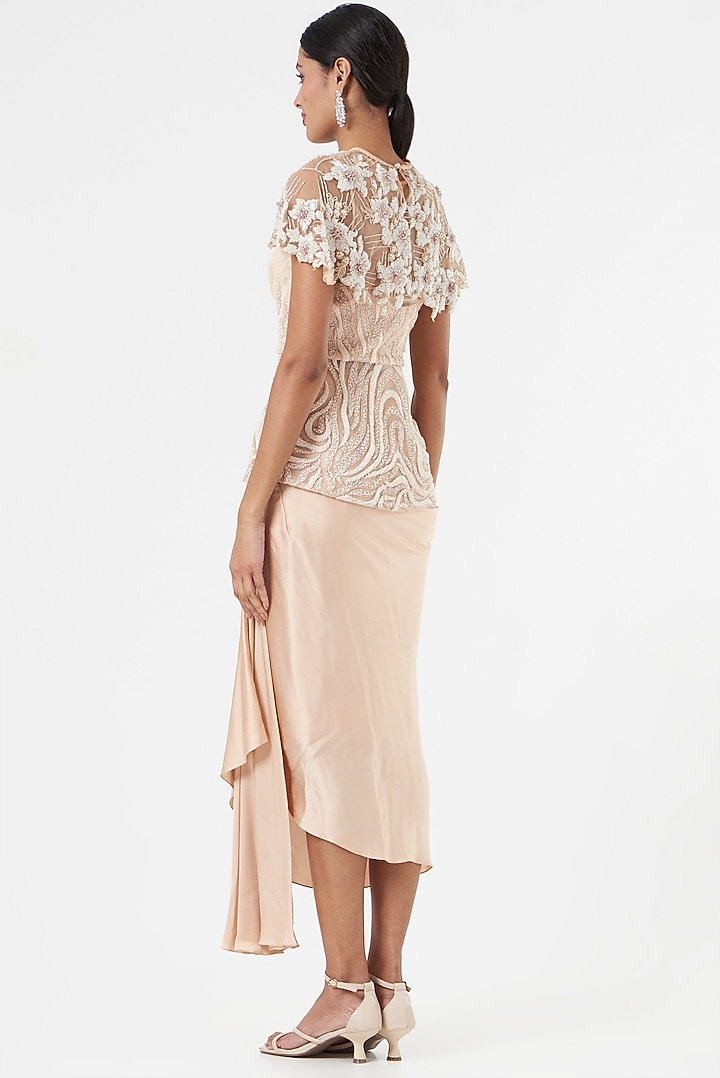 Peach Satin Dhoti Skirt Set by prakriti chawla at Pernia's Pop Up Shop
