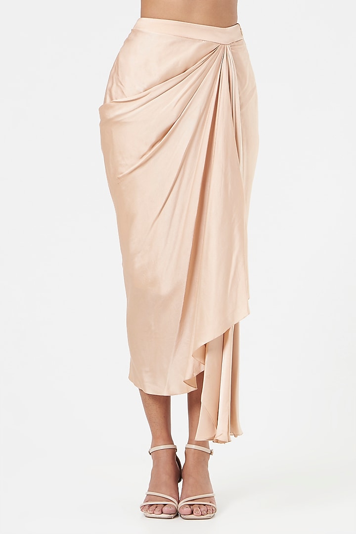Peach Satin Dhoti Skirt Set by prakriti chawla at Pernia's Pop Up Shop