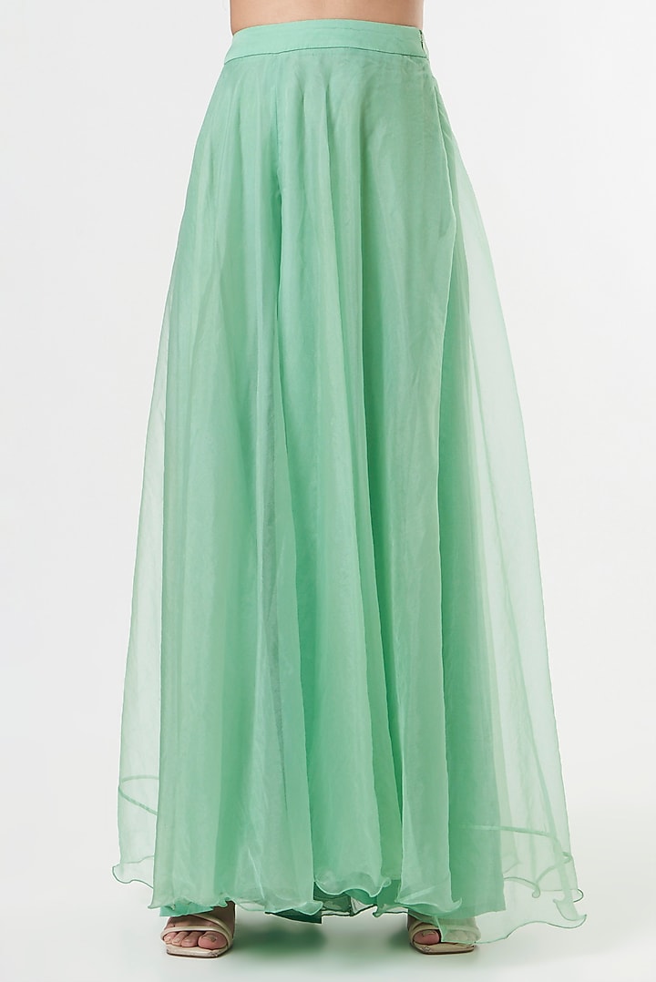 Sea Green Organza Wedding Sharara Set by prakriti chawla at Pernia's Pop Up Shop