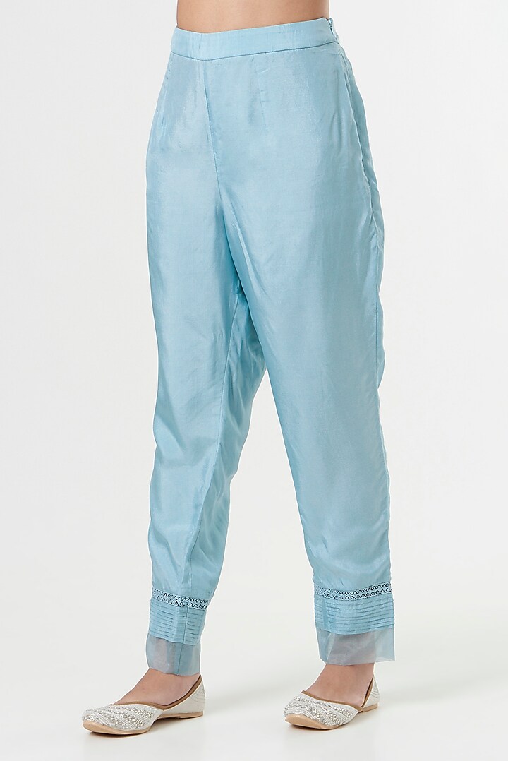 Powder Blue Hand Embroidered Kurta Set by prakriti chawla at Pernia's Pop Up Shop
