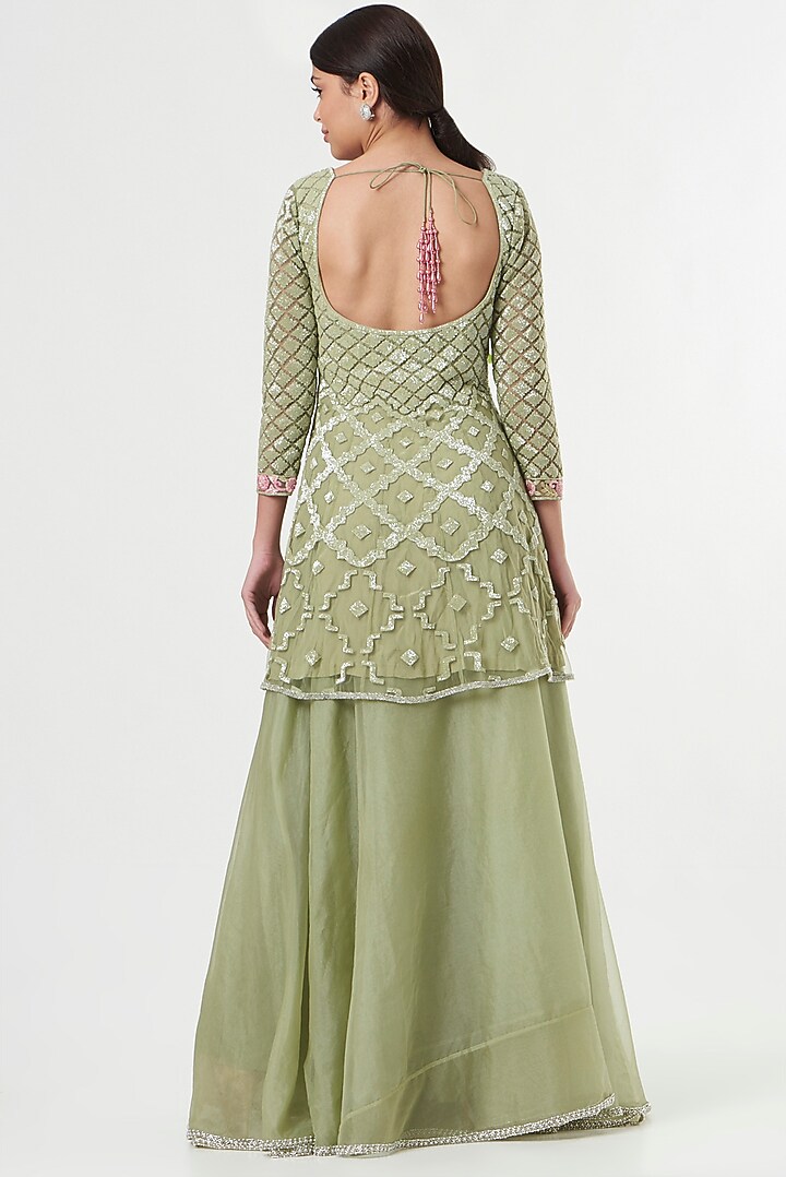 Emerald Green Hand Embroidered Bridal Anarkali Set by prakriti chawla at Pernia's Pop Up Shop