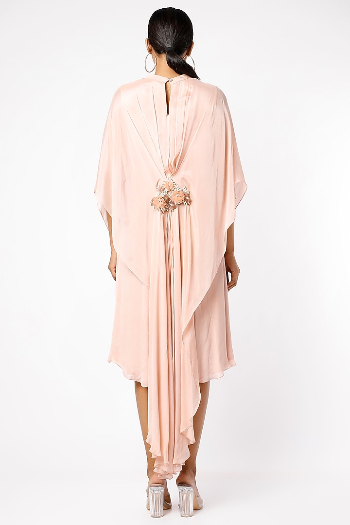 Peach Hand Embroidered Draped Vacation Dress by prakriti chawla at Pernia's Pop Up Shop