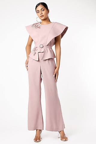 Mauve Banana Crepe Pant Set by prakriti chawla