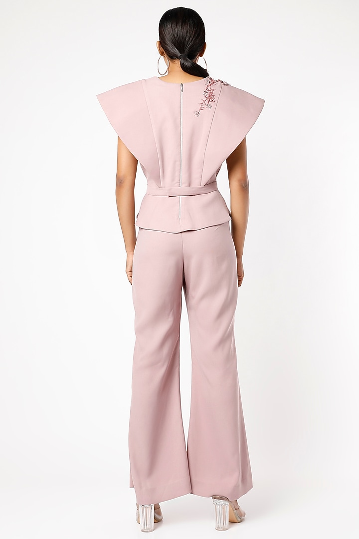 Mauve Banana Crepe Pant Set by prakriti chawla at Pernia's Pop Up Shop
