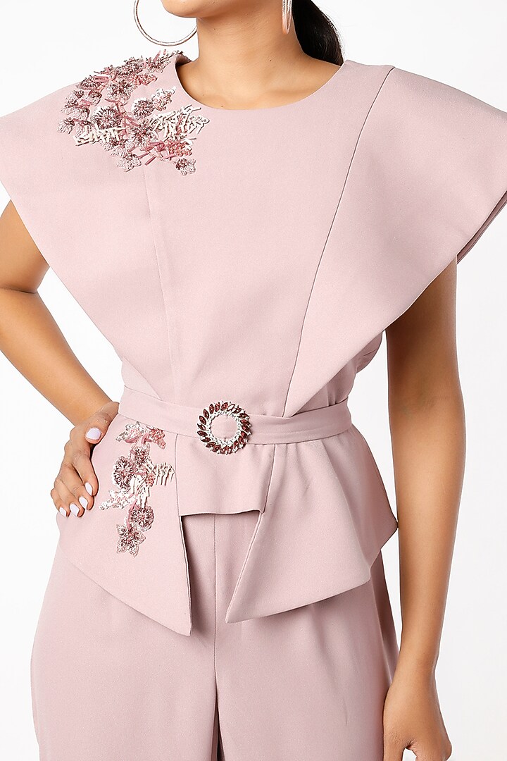 Mauve Banana Crepe Pant Set by prakriti chawla at Pernia's Pop Up Shop