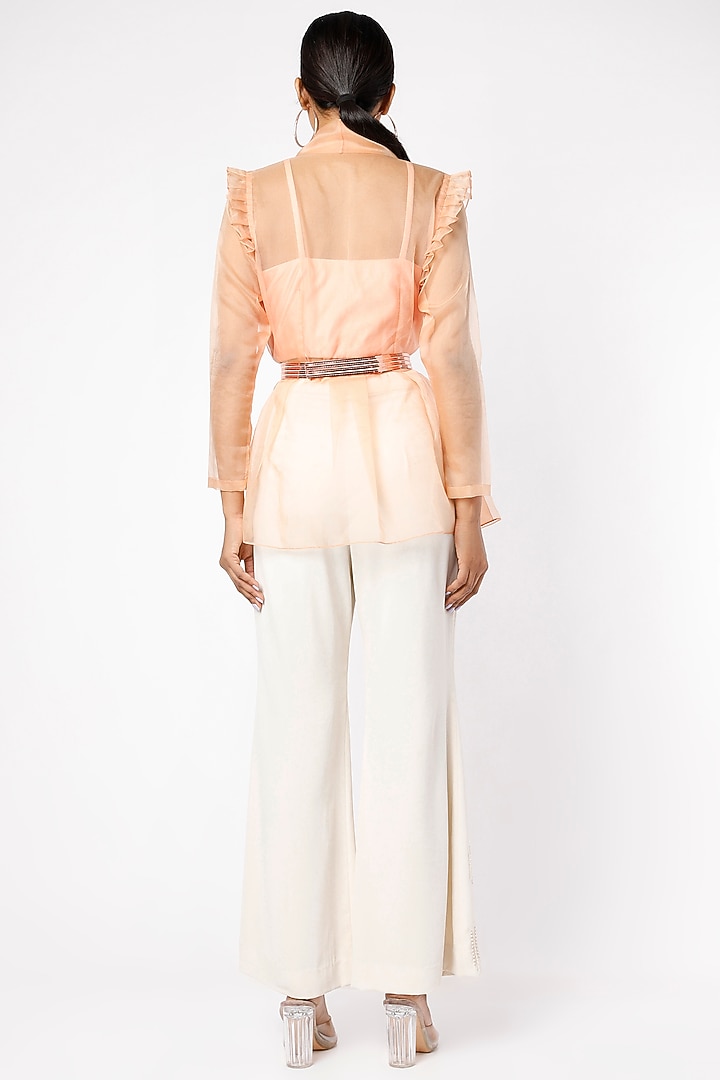 Ivory Organza Pant Set by prakriti chawla at Pernia's Pop Up Shop