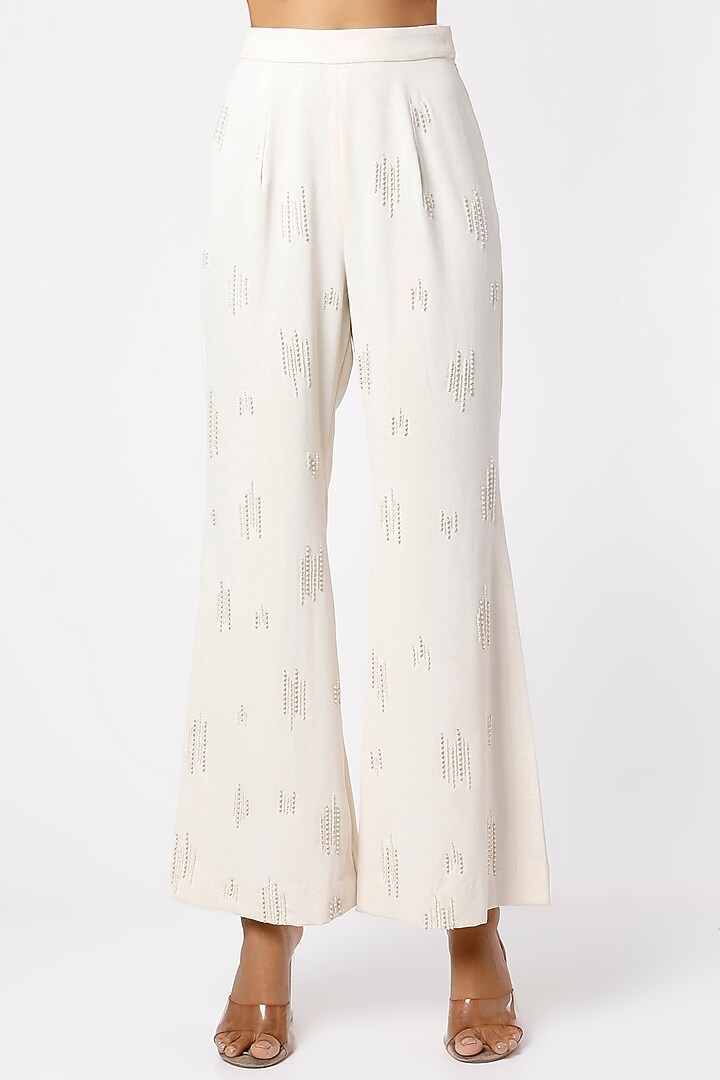 Ivory Organza Pant Set by prakriti chawla at Pernia's Pop Up Shop