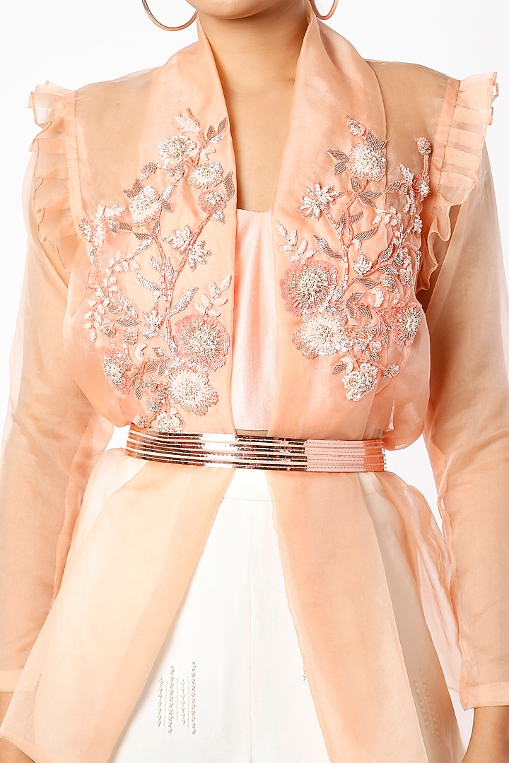Ivory Organza Pant Set by prakriti chawla at Pernia's Pop Up Shop
