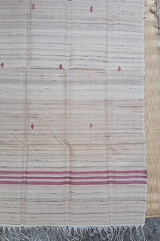Beige Handwoven Tussar Ghicha Dupatta by Pramod Sur