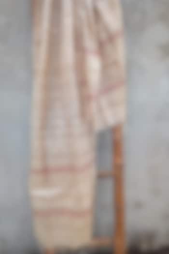 Beige Handwoven Dupatta With Extra Motifs by Pramod Sur