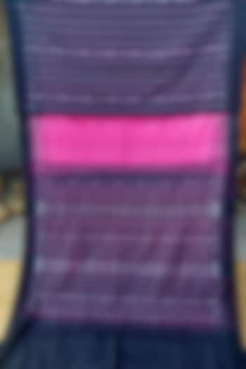 Pink & Black Handwoven Tie-Dye Saree by Pramod Sur