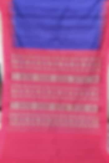 Blue & Red Handwoven Tie-Dyed Saree by Pramod Sur