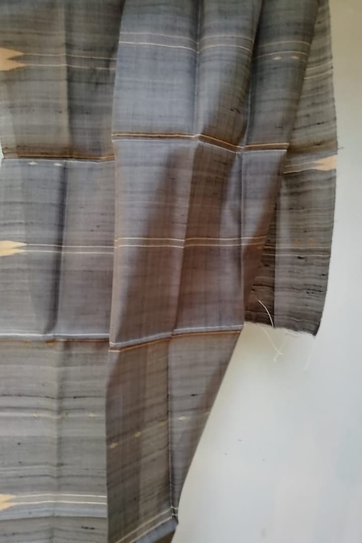 Grey Handwoven Striped Dupatta by Pramod Sur at Pernia's Pop Up Shop