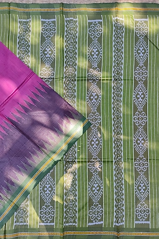 Purple & Green Handwoven Saree by Pramod Sur