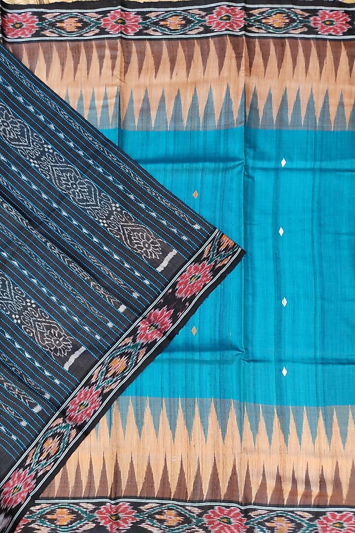 Blue Handwoven Tie-Dye Saree by Pramod Sur at Pernia's Pop Up Shop