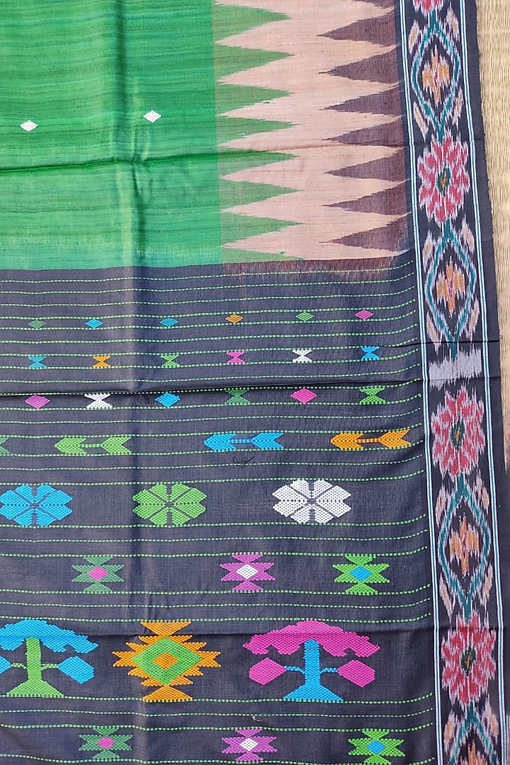 Multi Colored Tie-Dye Saree With Weft Motifs by Pramod Sur at Pernia's Pop Up Shop