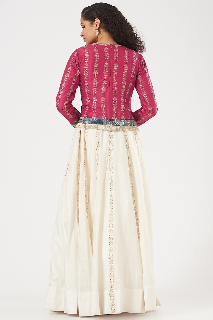 Pink & White Kalidar Wedding Lehenga Set by PRATIBHA SULTANIA at Pernia's Pop Up Shop