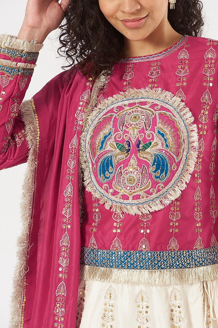 Pink & White Kalidar Wedding Lehenga Set by PRATIBHA SULTANIA at Pernia's Pop Up Shop