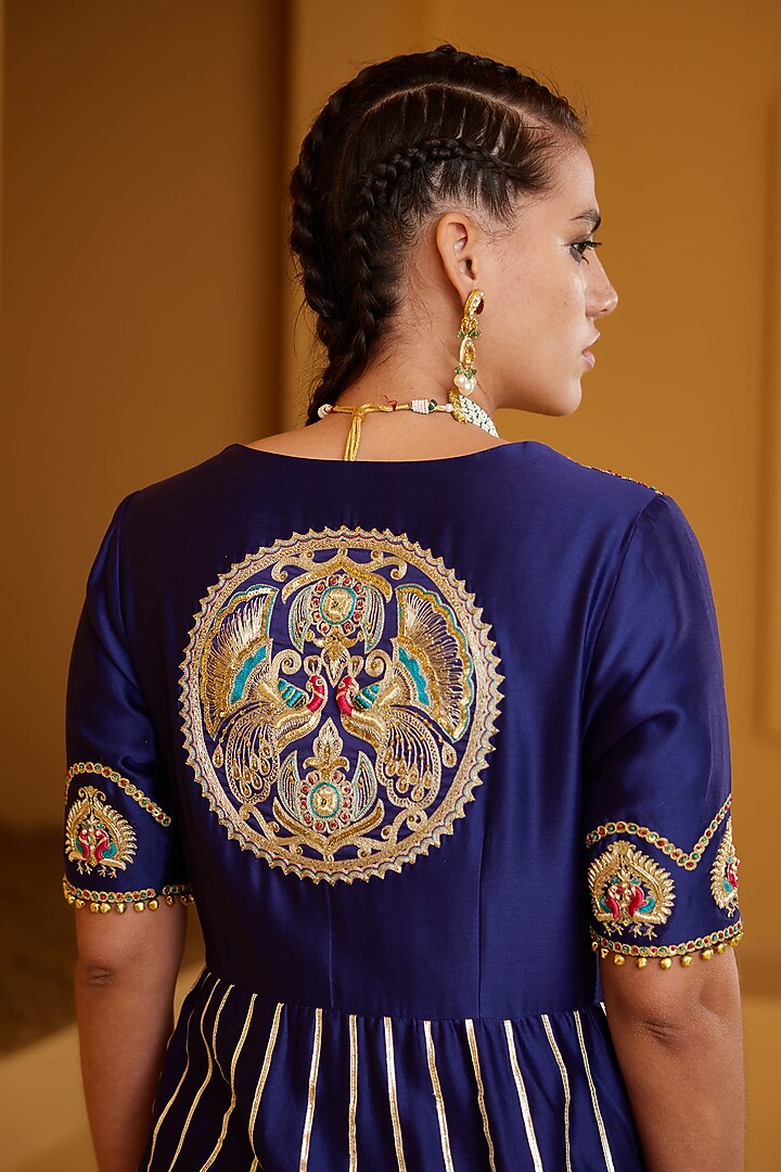 Purple Chanderi Embellished Wedding Anarkali Set by PRATIBHA SULTANIA at Pernia's Pop Up Shop