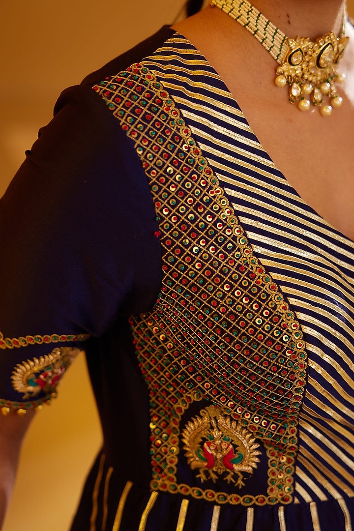 Purple Chanderi Embellished Wedding Anarkali Set by PRATIBHA SULTANIA at Pernia's Pop Up Shop