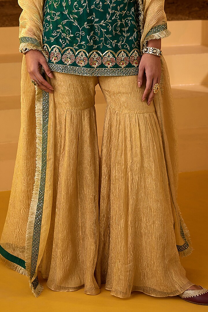 Gold Tissue Gharara Set by PRATIBHA SULTANIA at Pernia's Pop Up Shop