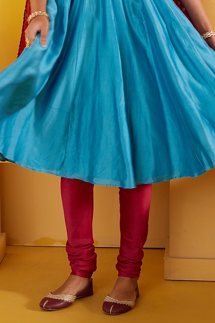 Firozi Chanderi Embellished Kurta Set by PRATIBHA SULTANIA at Pernia's Pop Up Shop