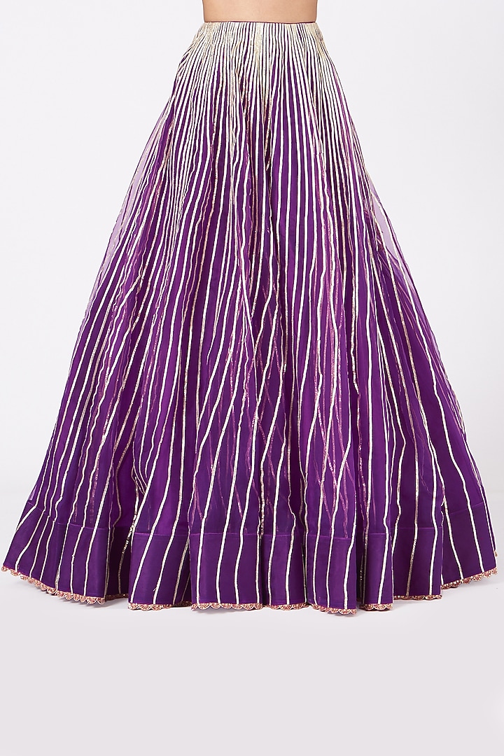Cadmium Purple Machine Embroidered Wedding Lehenga Set by PRATIBHA SULTANIA at Pernia's Pop Up Shop