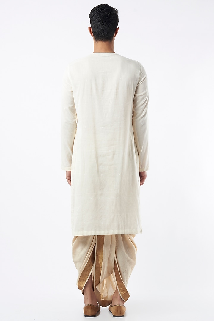 Ivory Cotton Kurta Set by Pranay Baidya Men at Pernia's Pop Up Shop