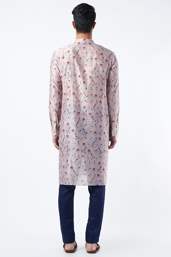 Mauve Printed Kurta Set by Pranay Baidya Men at Pernia's Pop Up Shop