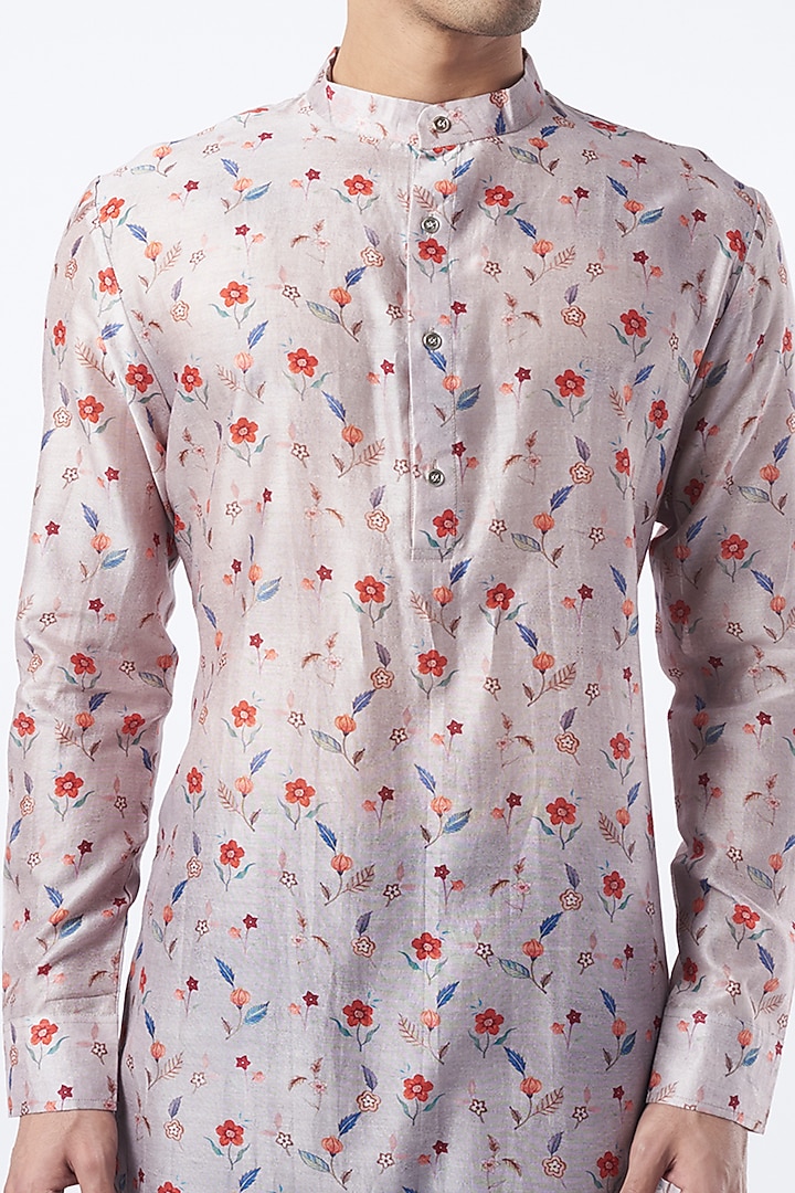 Mauve Printed Kurta Set by Pranay Baidya Men at Pernia's Pop Up Shop