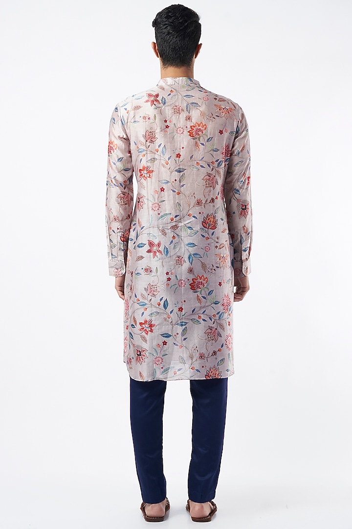 Light Mauve Chanderi Kurta Set by Pranay Baidya Men at Pernia's Pop Up Shop