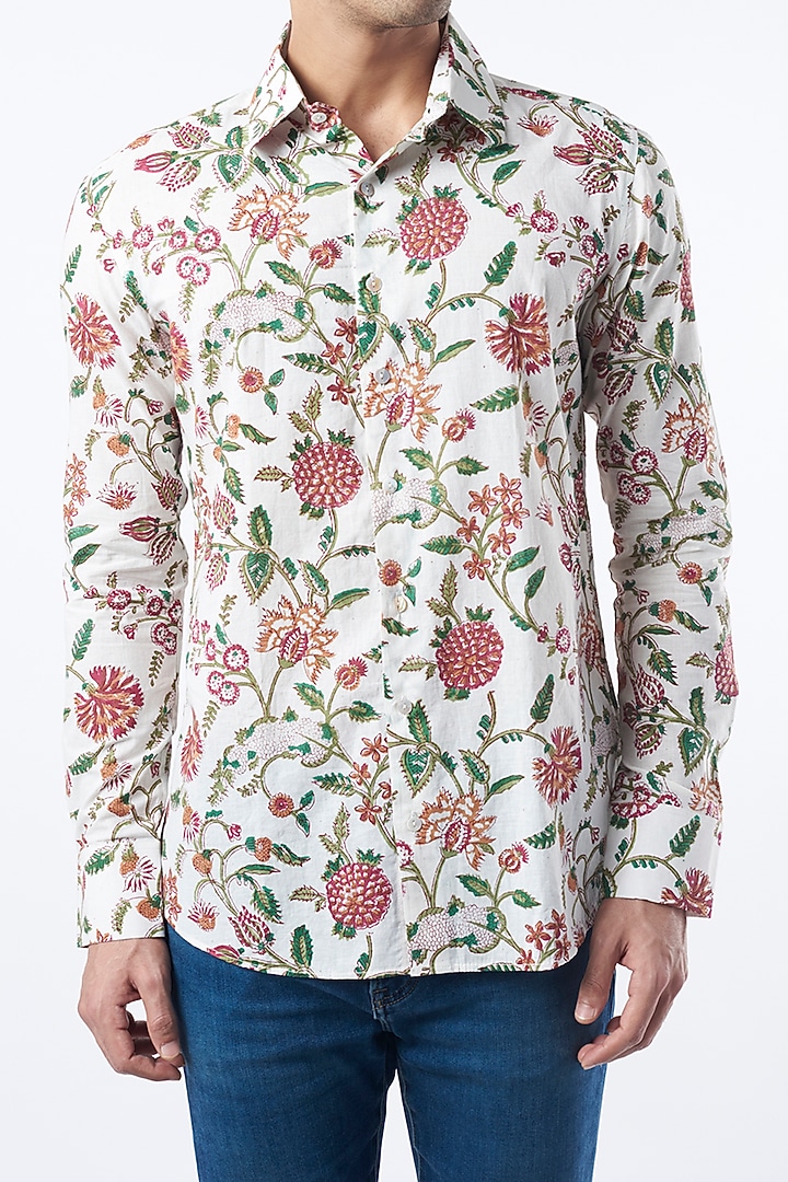 Multi-Coloured Floral Printed Party Wear Shirt by Pranay Baidya Men at Pernia's Pop Up Shop