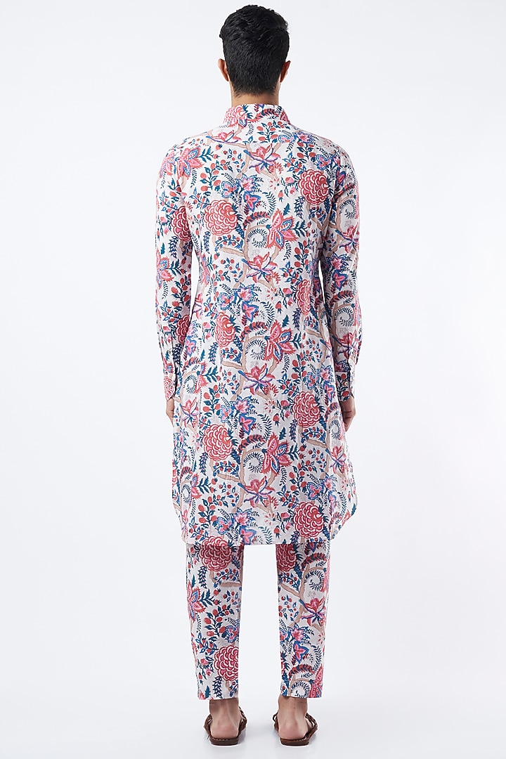 Multi-Coloured Cotton Printed Kurta Set by Pranay Baidya Men at Pernia's Pop Up Shop